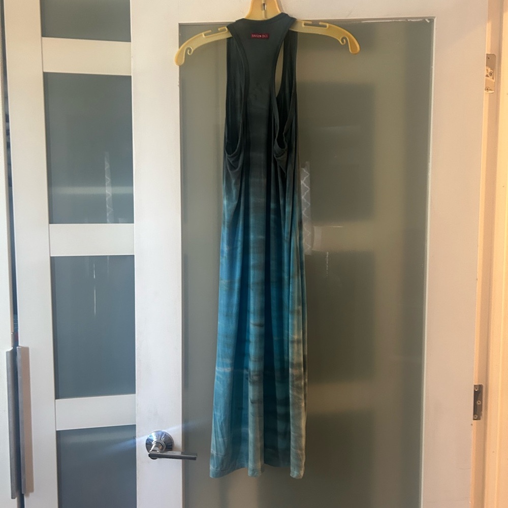 Hard Tail Ombre Blue and Black Backless Dress
